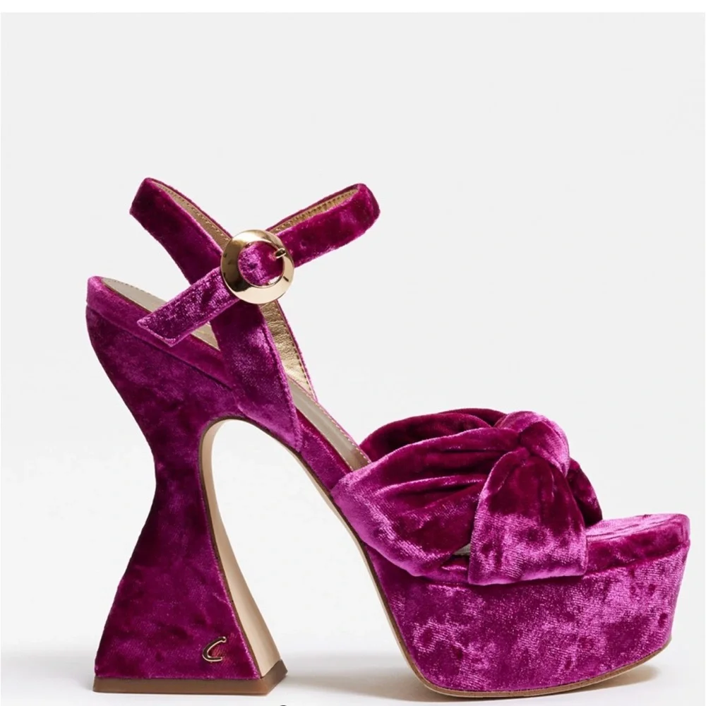 Circus by Sam Edelman Magenta Velvet Bow Platform Sandals